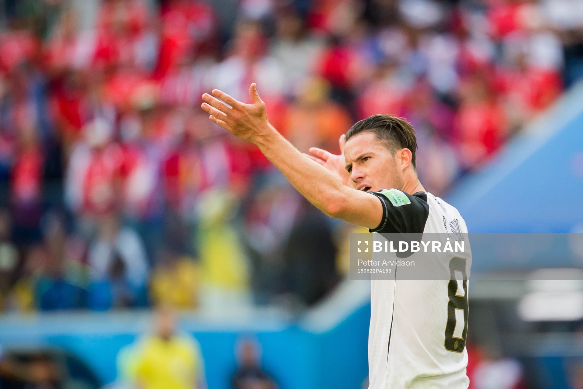 Bryan Oviedo of Costa Rica reacts