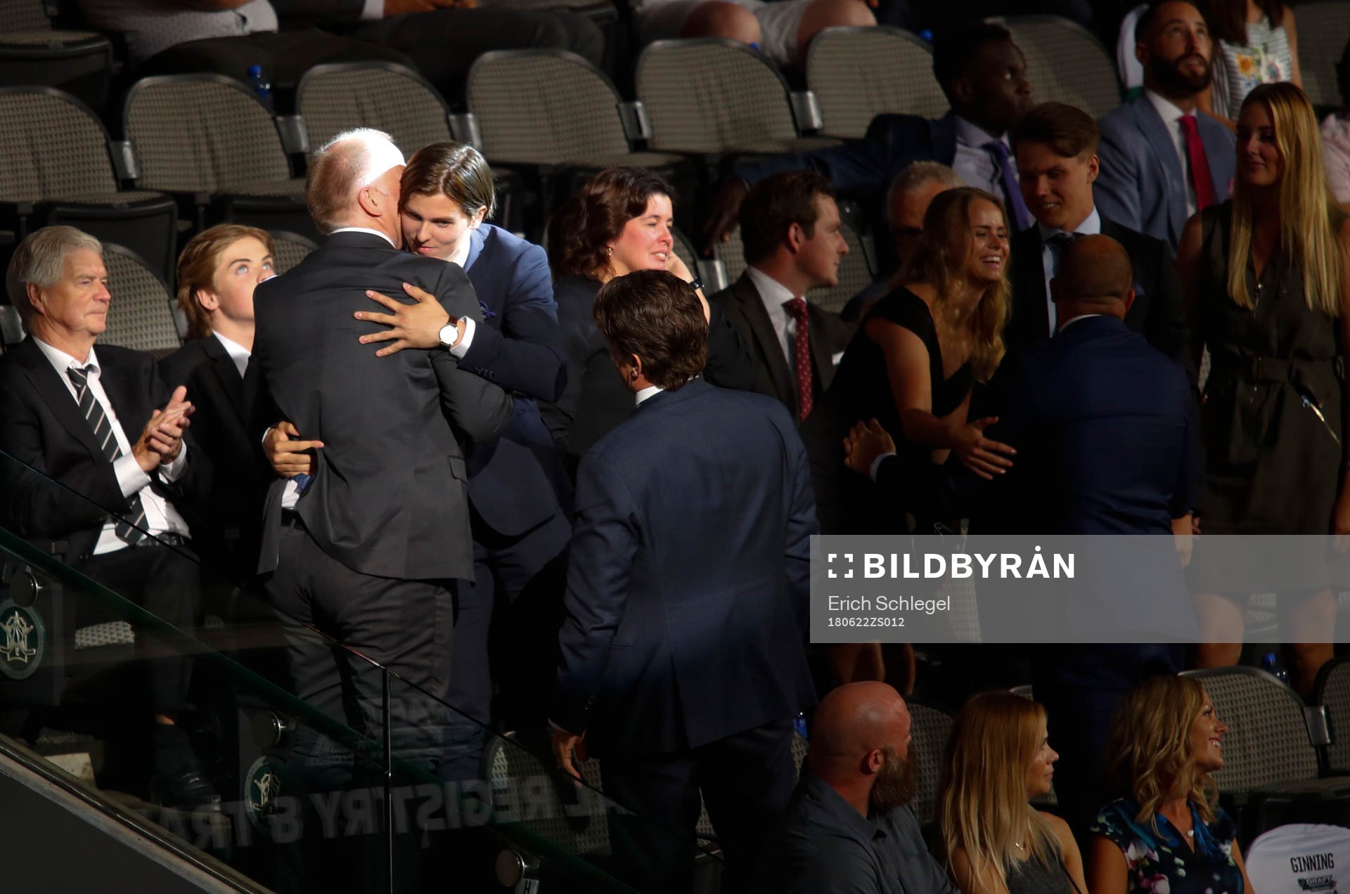 Isac Lundestrom of Sweden hugs family members