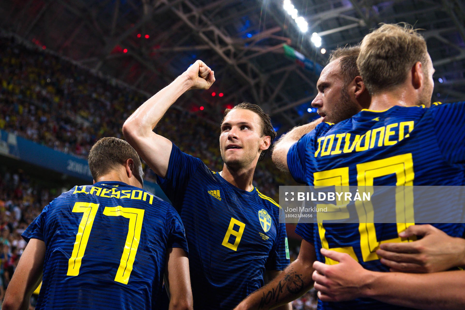 lbin Ekdal, Andreas Granqvist och Ola Toivonen jublar