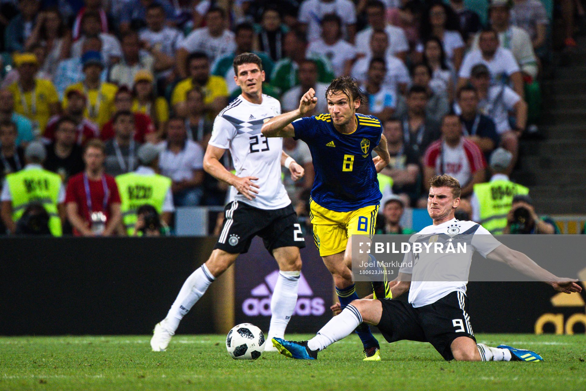 Albin Ekdal of Sweden and Timo Werner of Germany