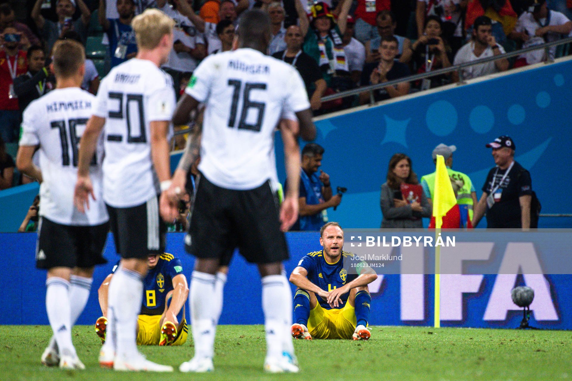 Andreas Granqvist,of Sweden looks dejected