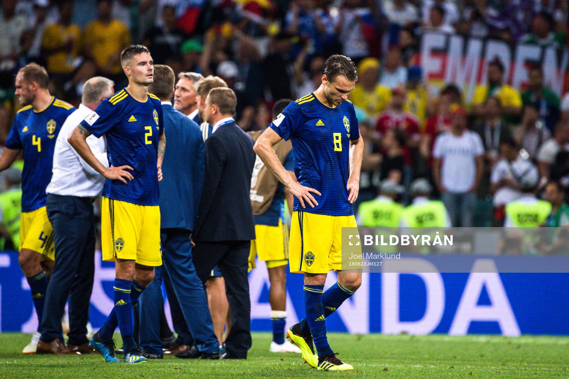 Albin Ekdal of Sweden looks dejected
