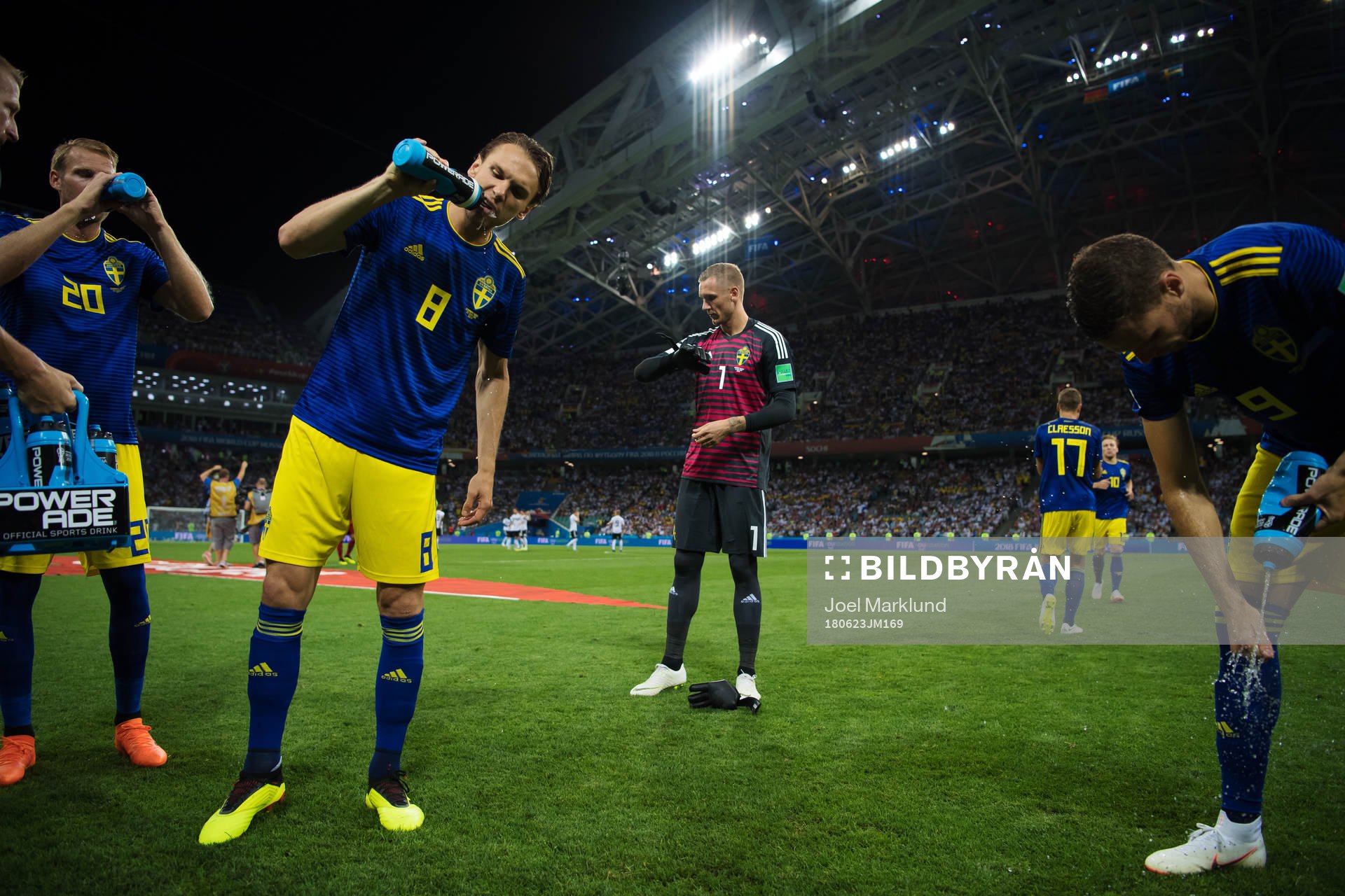 Ola Toivonen, Albin Ekdal, goalkeeper Robin Olsen and