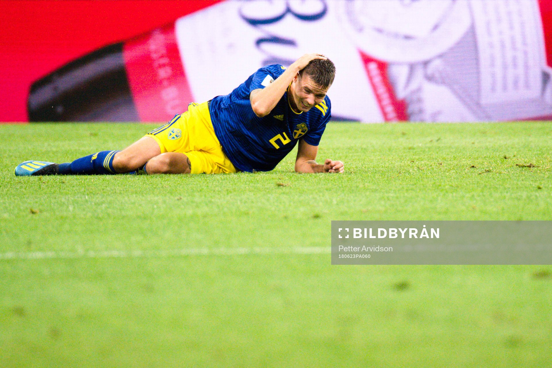 Mikael Lustig of Sweden in pain