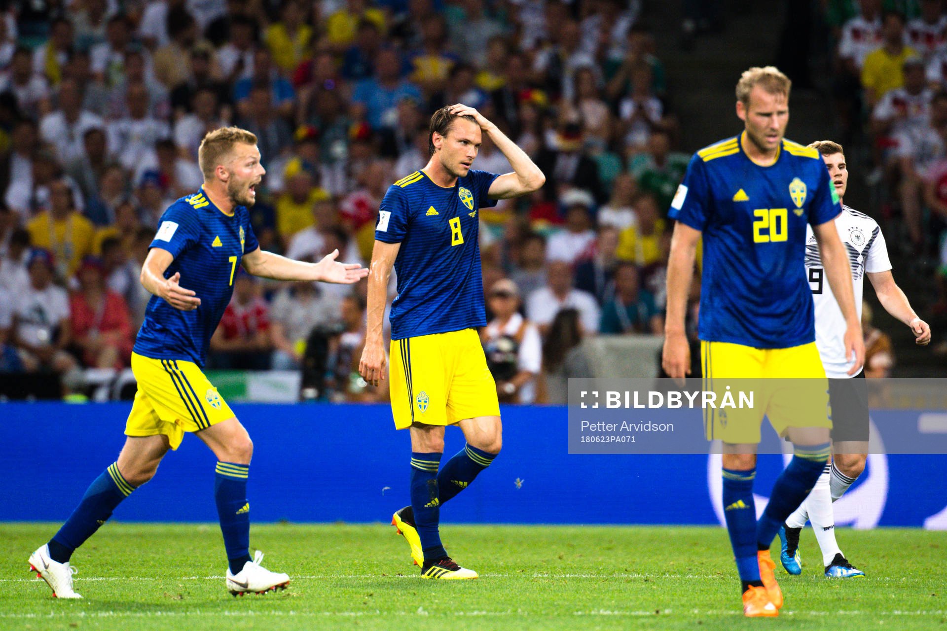 Sebastian Larsson, Albin Ekdal and Ola Toivonen of Sweden