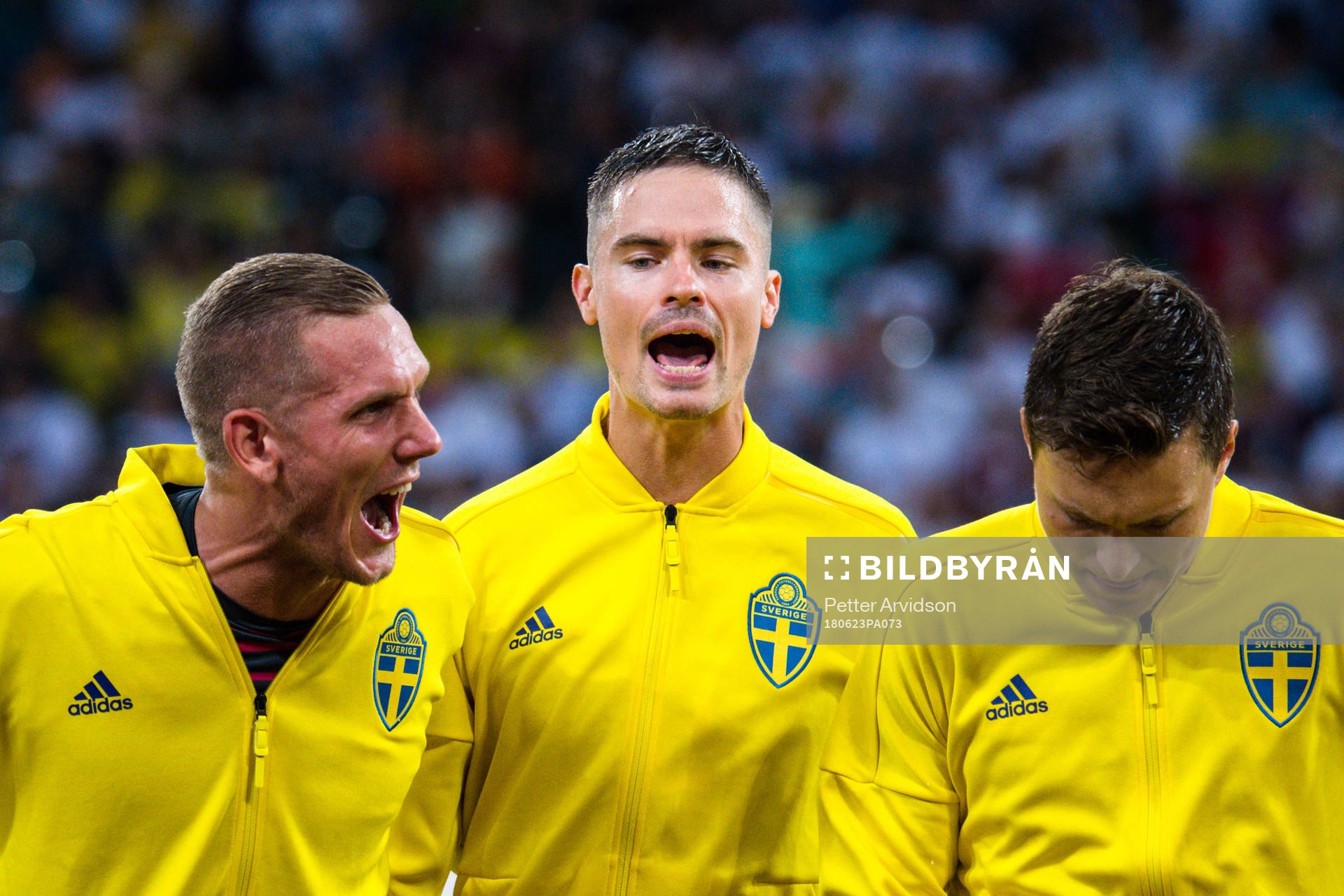 goalkeeper Robin Olsen, Mikael Lustig and Victor Nilsson