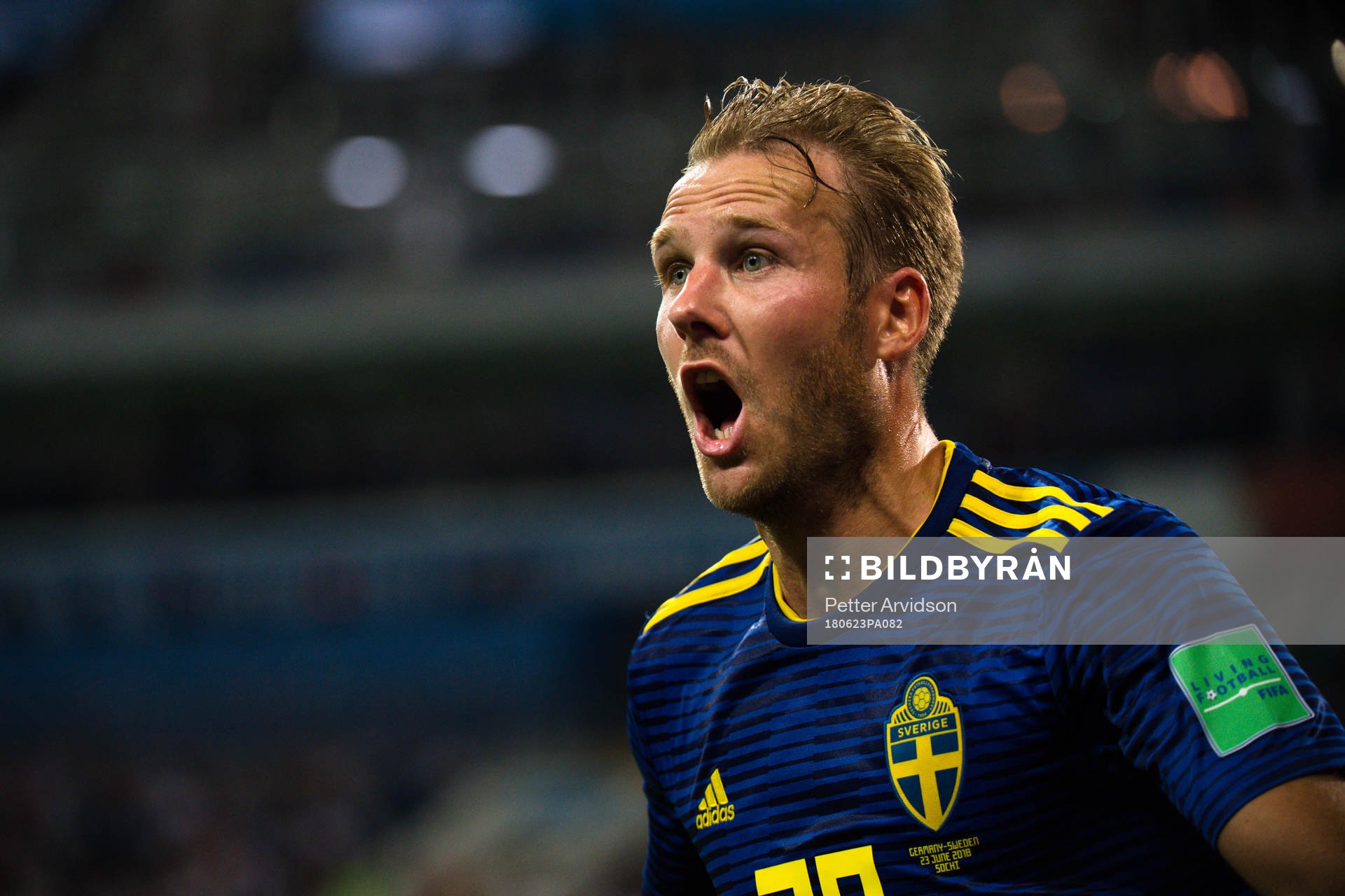 Ola Toivonen of Sweden celebrates the 1-0 goal