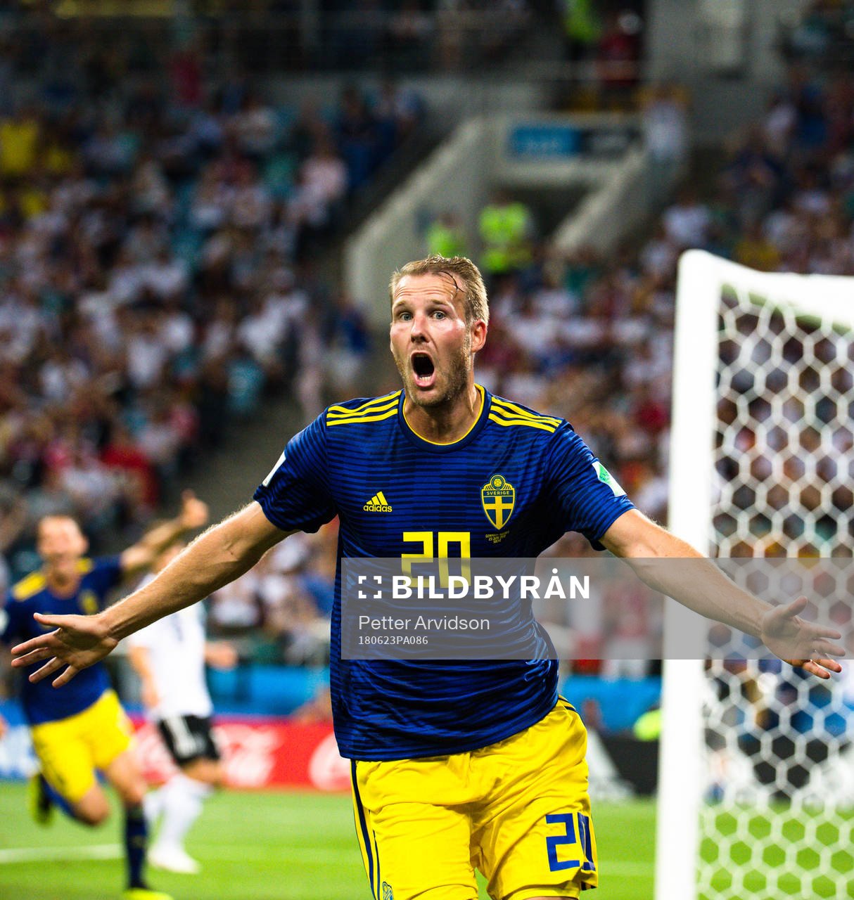 Ola Toivonen of Sweden celebrates the 1-0 goal