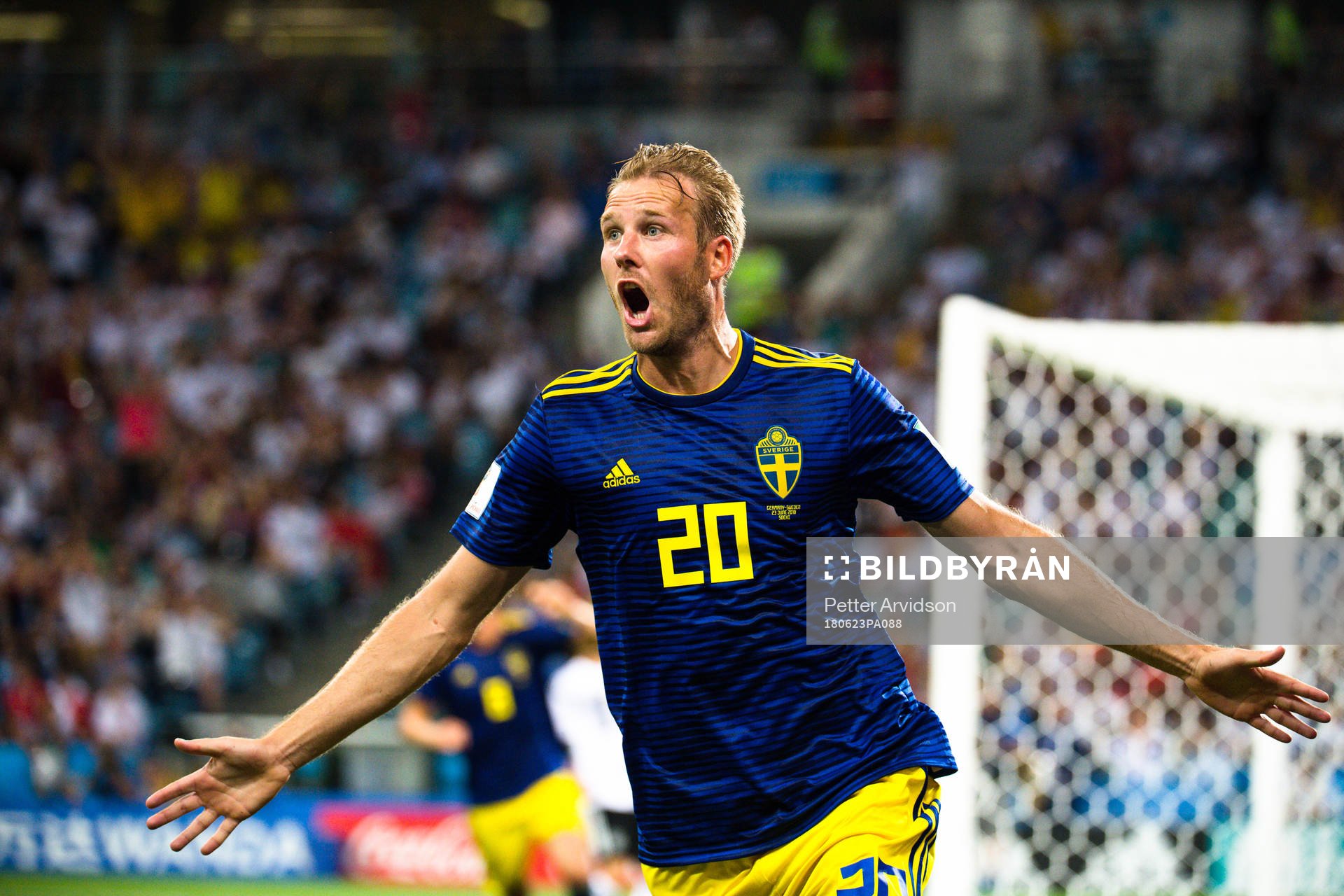 Ola Toivonen of Sweden celebrates the 1-0 goal
