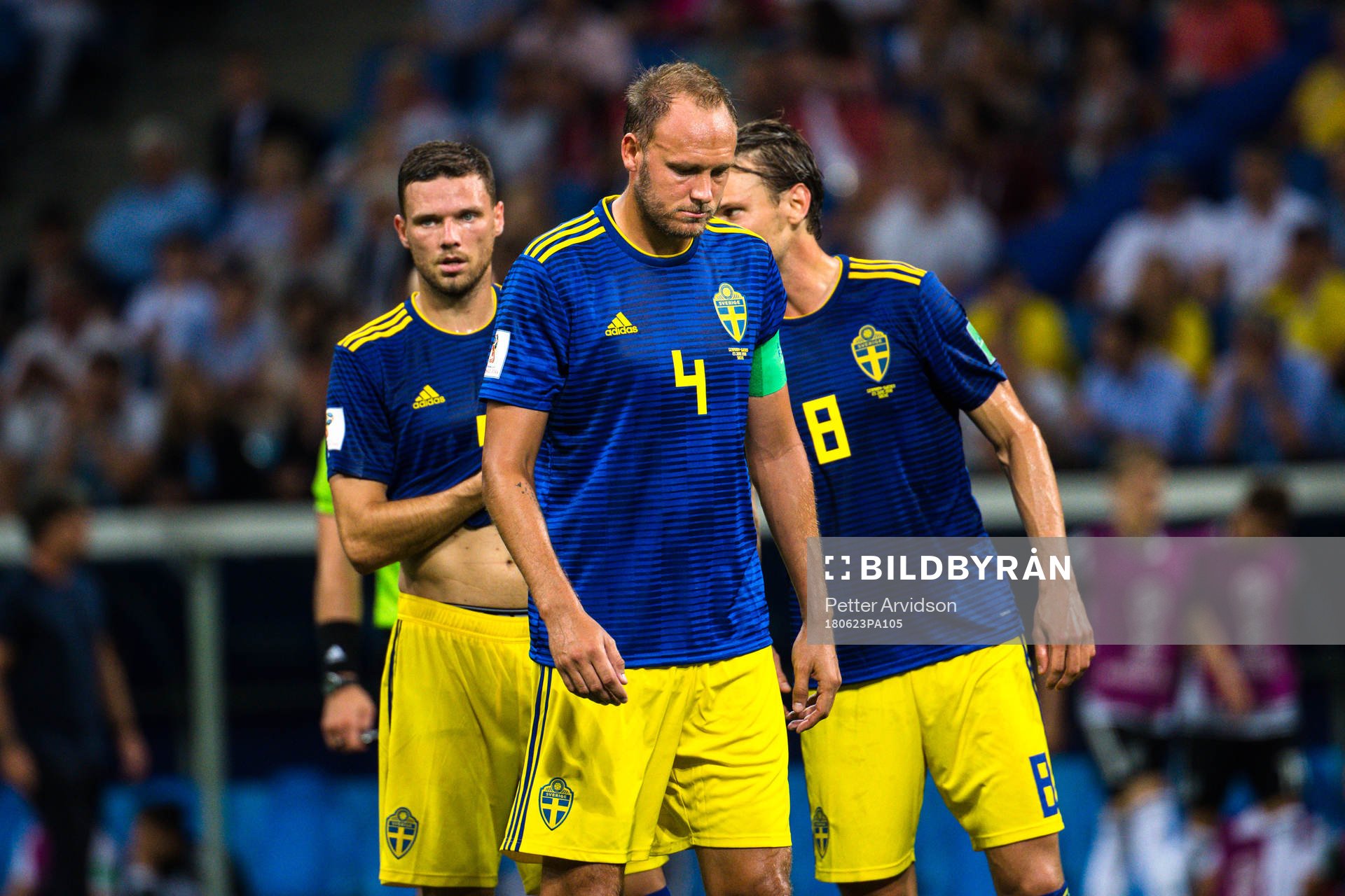 Marcus Berg, Andreas Granqvist and Albin Ekdal of Sweden