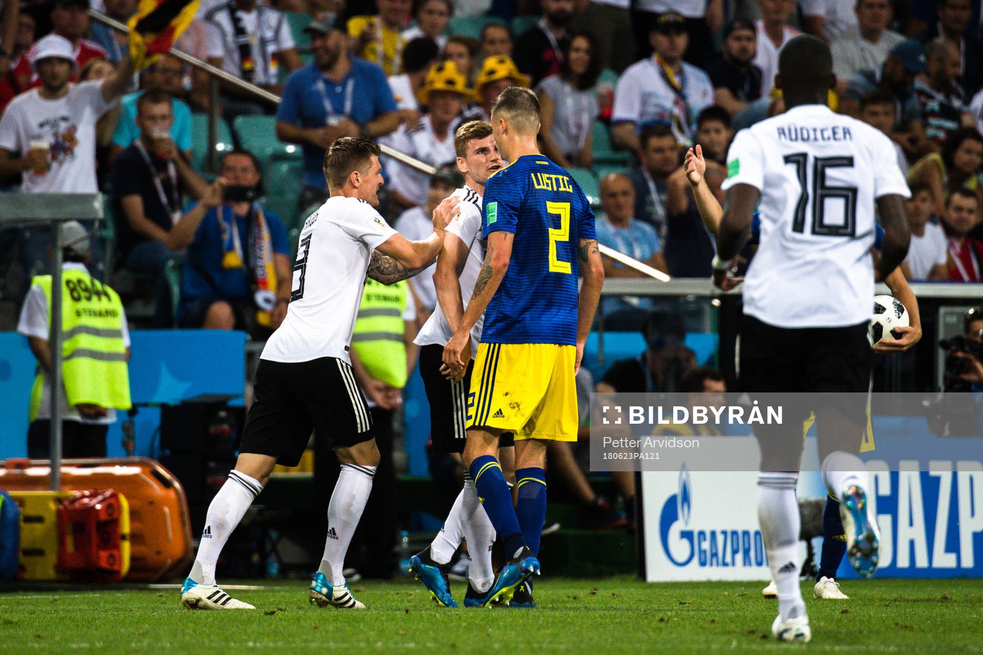 Mikael Lustig of Sweden and Timo Werner of Germany