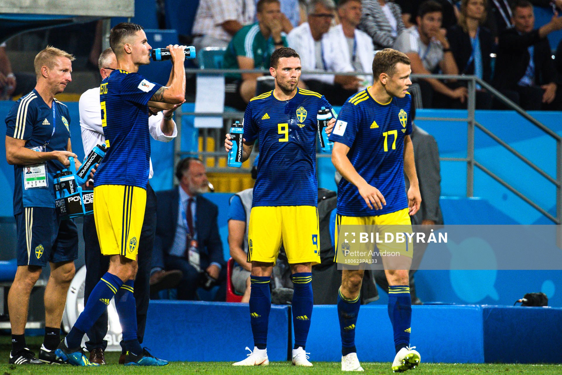 Mikael Lustig, Marcus Berg and Viktor Claesson of Sweden
