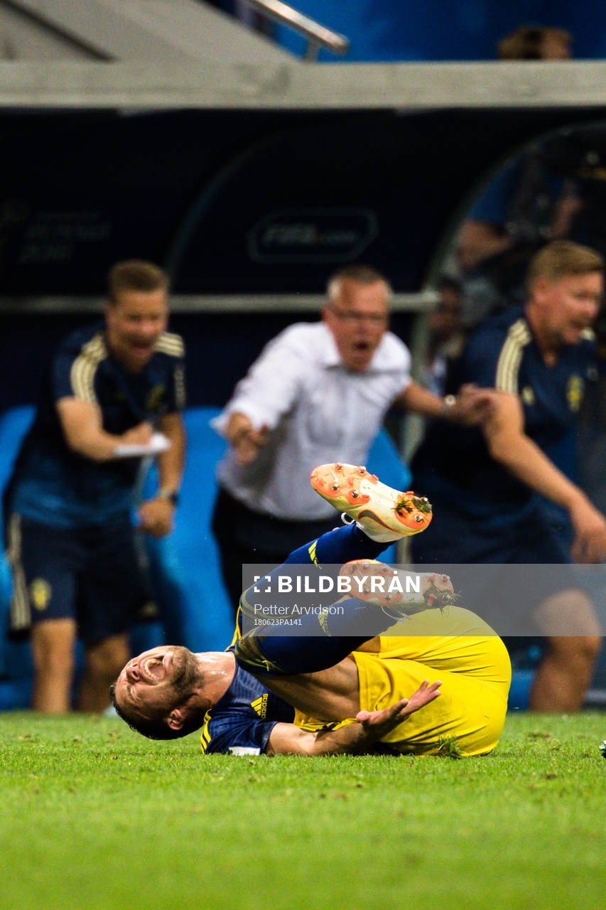 Marcus Berg of Sweden in pain