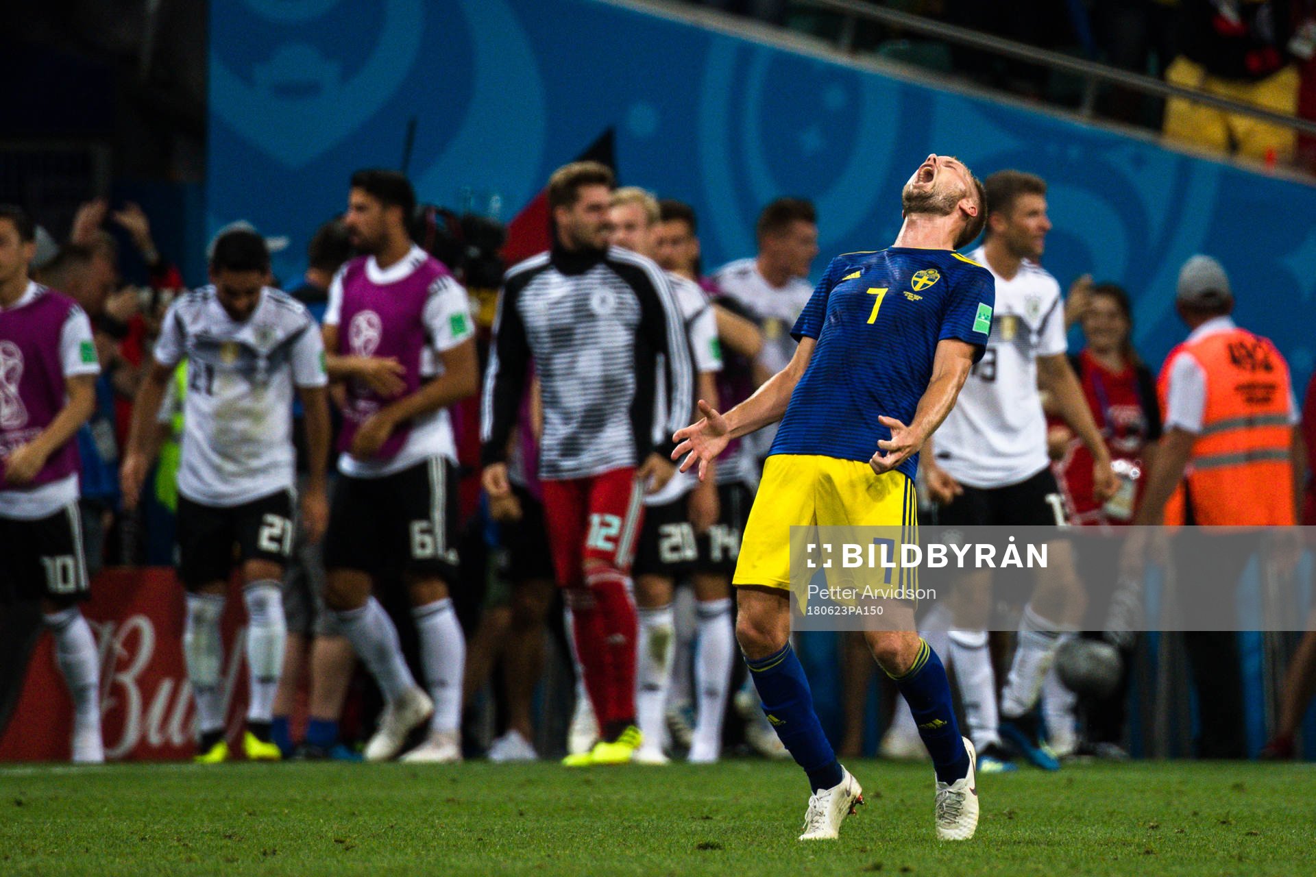 Sebastian Larsson of Sweden looks dejected