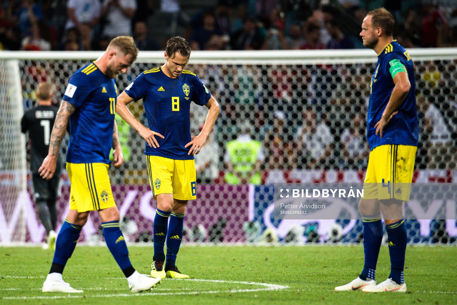 John Guidetti, Albin Ekdal and Andreas Granqvist of Sweden