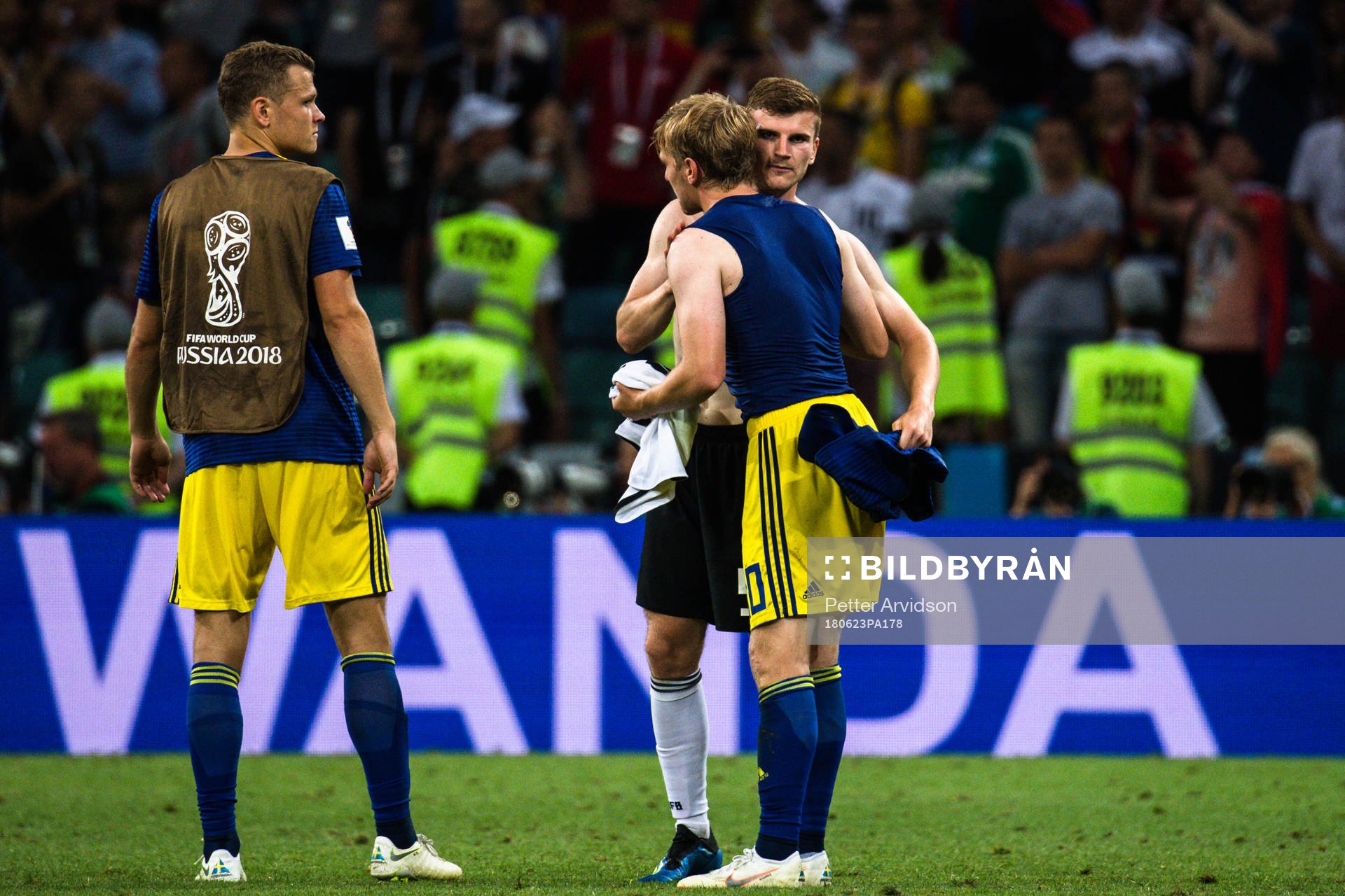 Timo Werner  of Germany and Emil Forsberg of Sweden