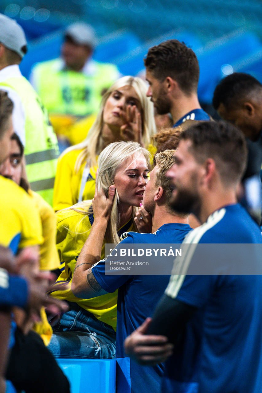 Oscar Hiljemark of Sweden with girlfriend Elin Wass