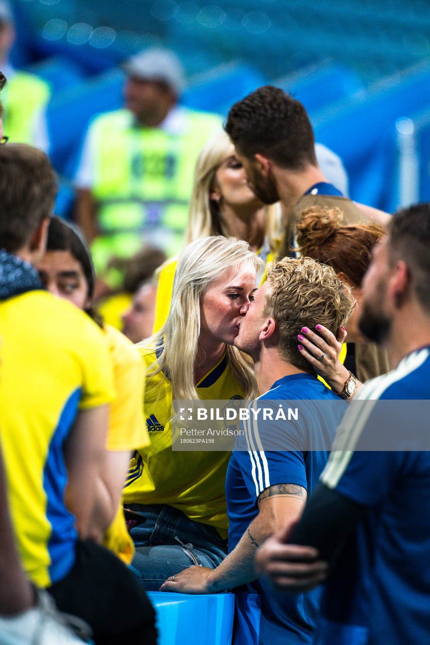 Oscar Hiljemark of Sweden with girlfriend Elin Wass