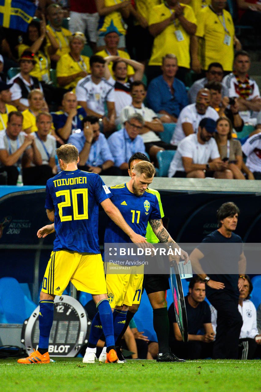 Ola Toivonen and John Guidetti of Sweden