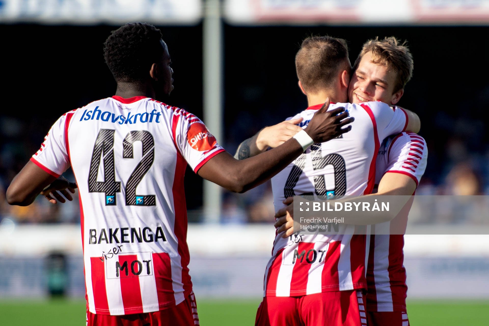 Lasse Nilsen of Tromsø celebrates with his teammates