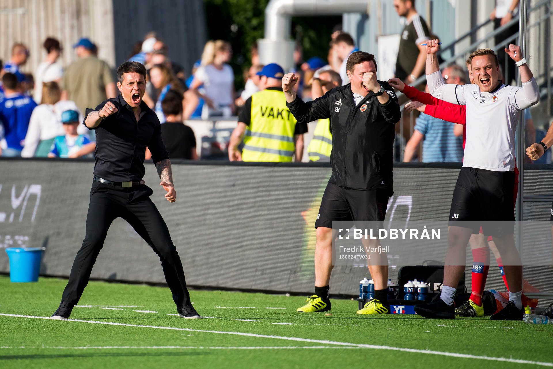 Simo Valakari, head coach of Tromsø, celebrates