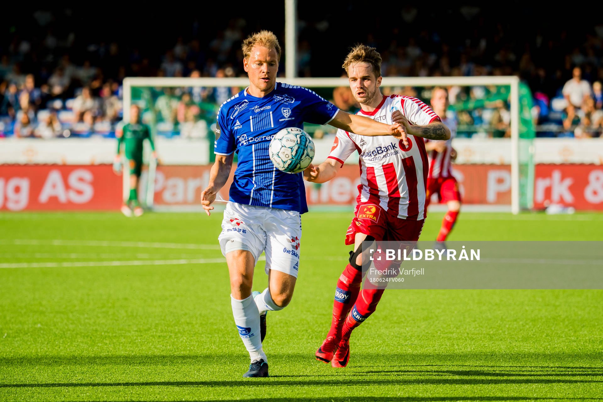 Matti Lund Nielsen of Sarpsborg 08 and Daniel Berntsen of