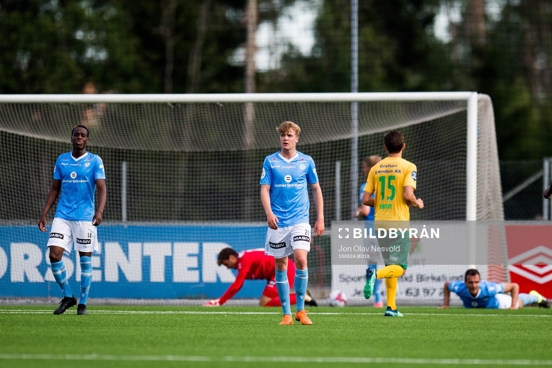 Akinsola Akinyemi and Andreas Dybevik of Sandnes Ulf looks