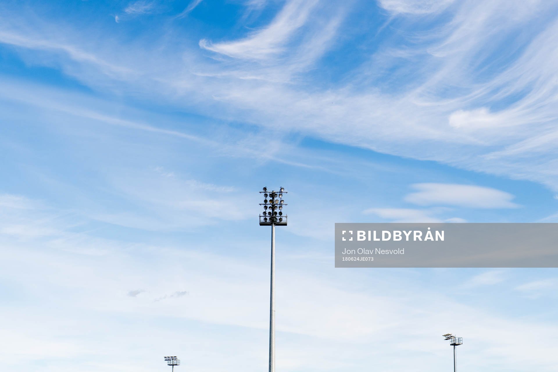 The floodlights of Jessheim Stadion