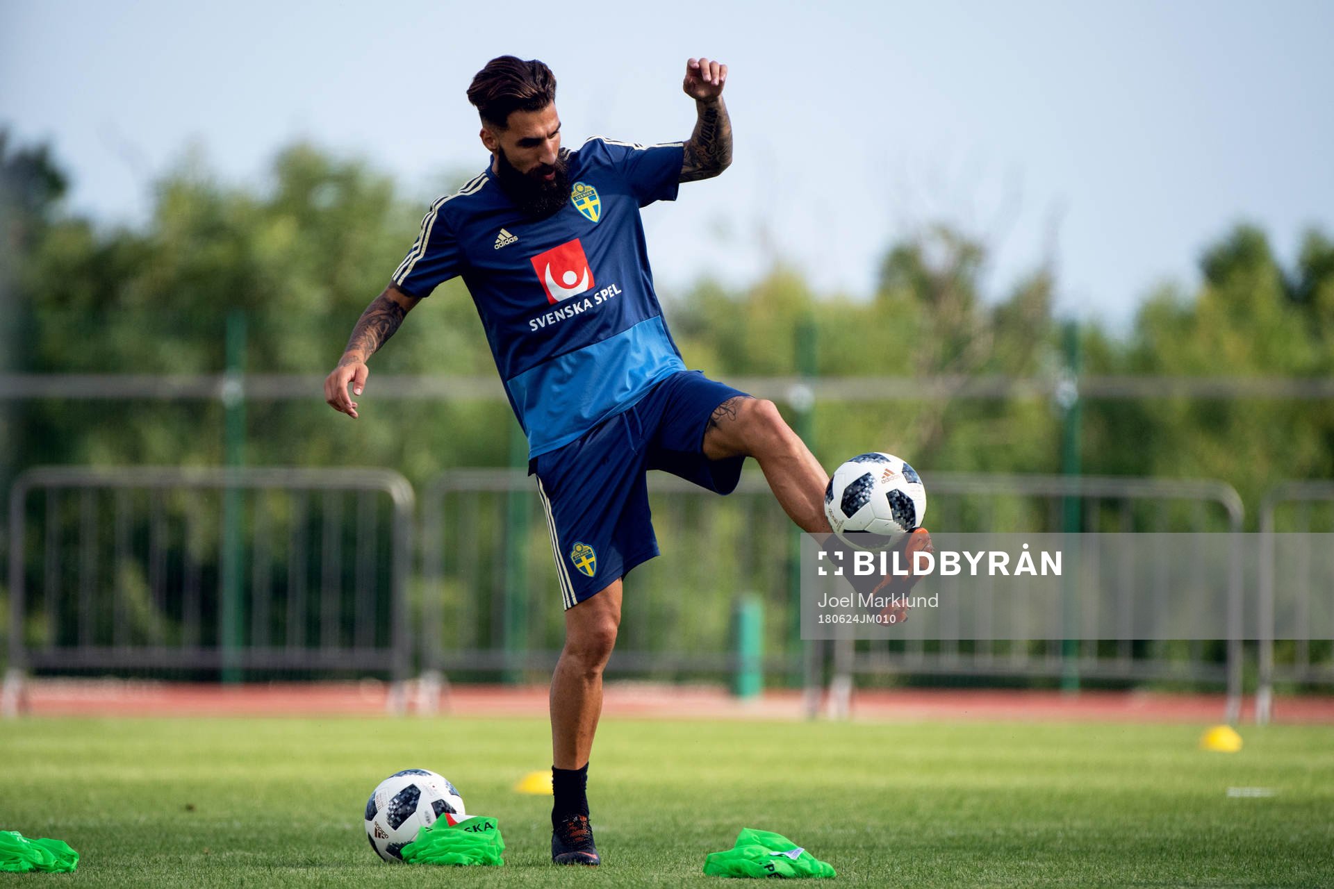 Jimmy Durmaz of the Swedish national football team at a practice session during the FIFA World Cup on June 24, 2018 in Gelendzhik.
