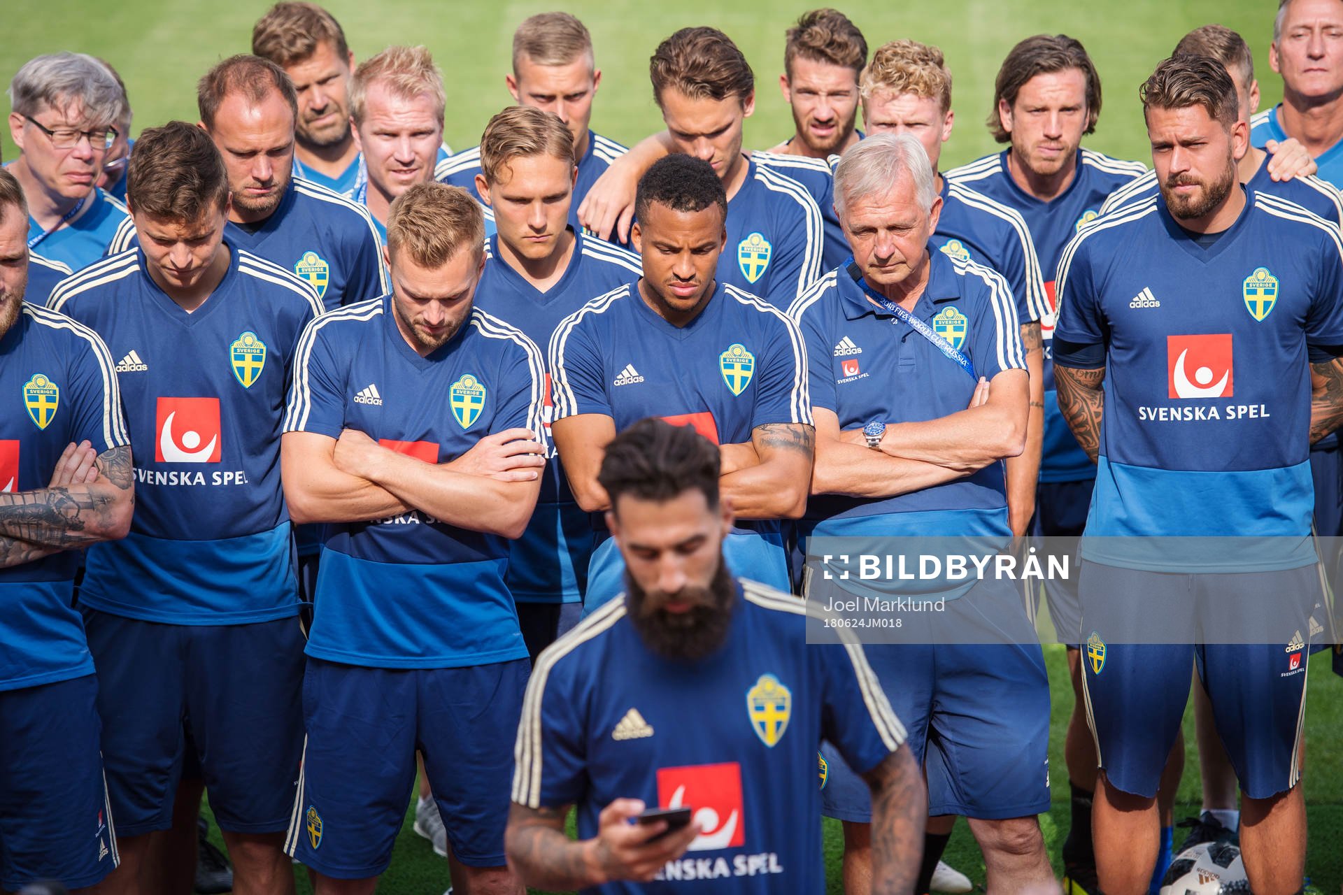 Players and coaching staff of the Swedish national football