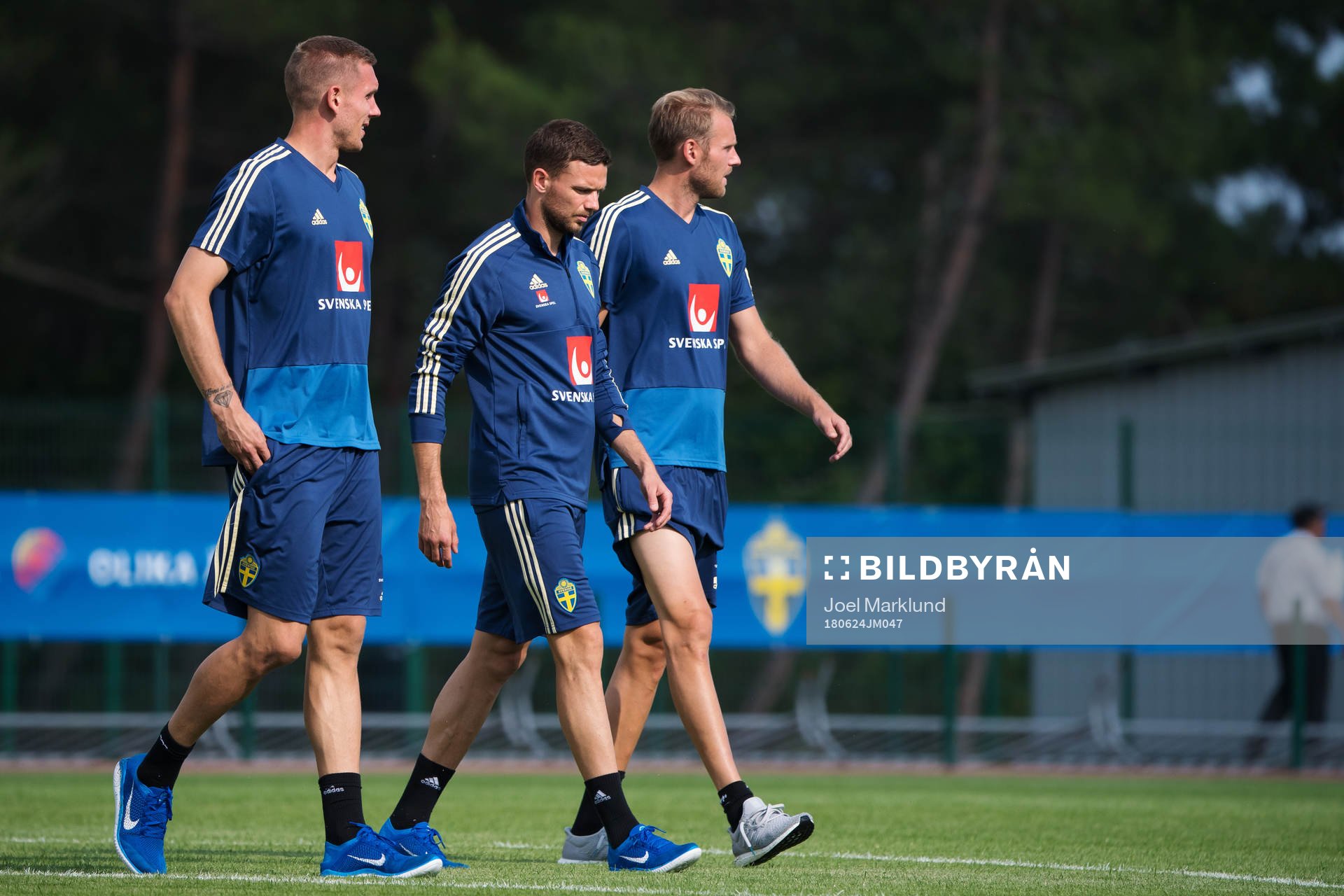 Robin Olsen, Marcus Berg and Ola Toivonen of the Swedish