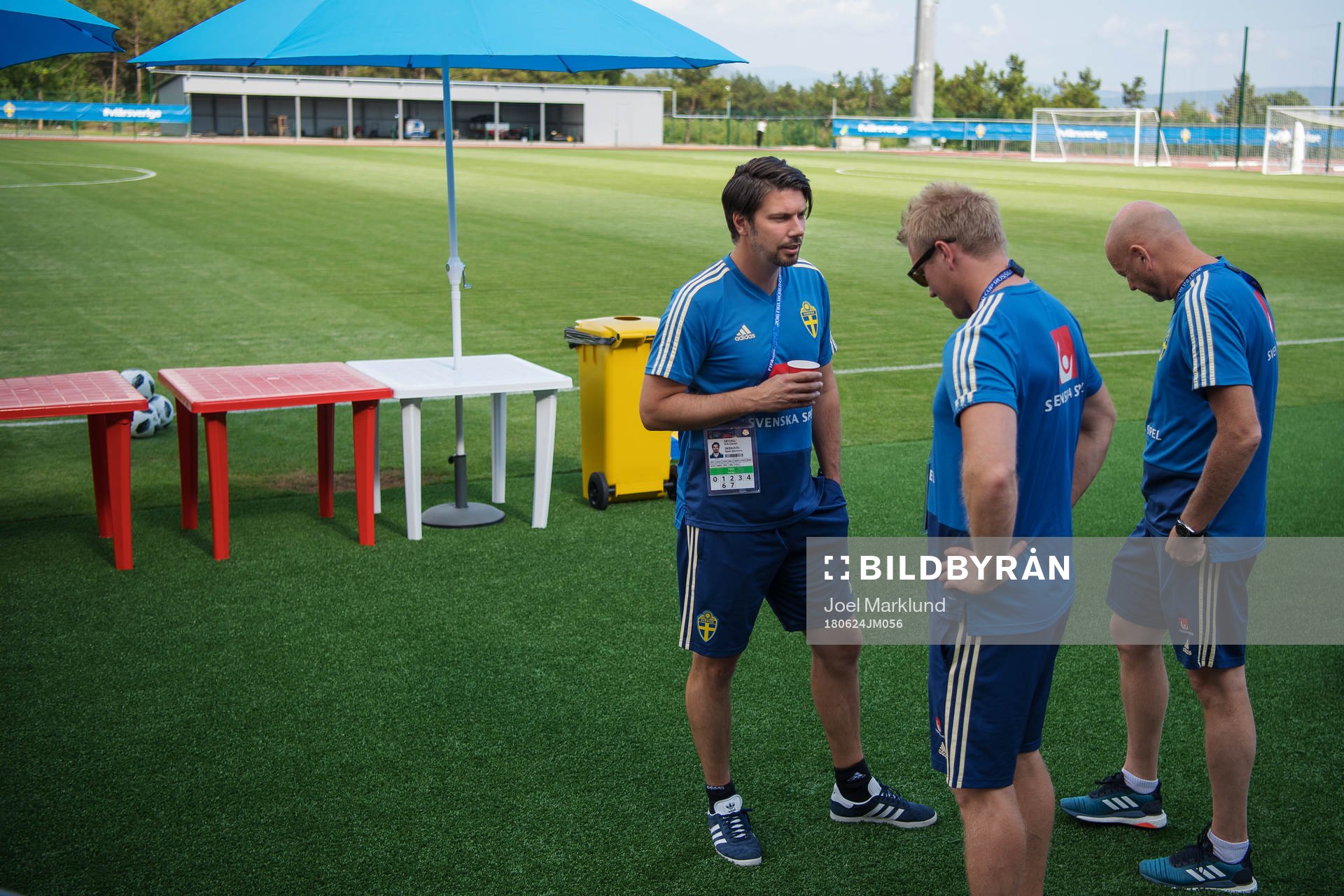 Psychological counselor Daniel Ekvall of the Swedish national football team at a practice session during the FIFA World Cup on June 24, 2018 in Gelendzhik.