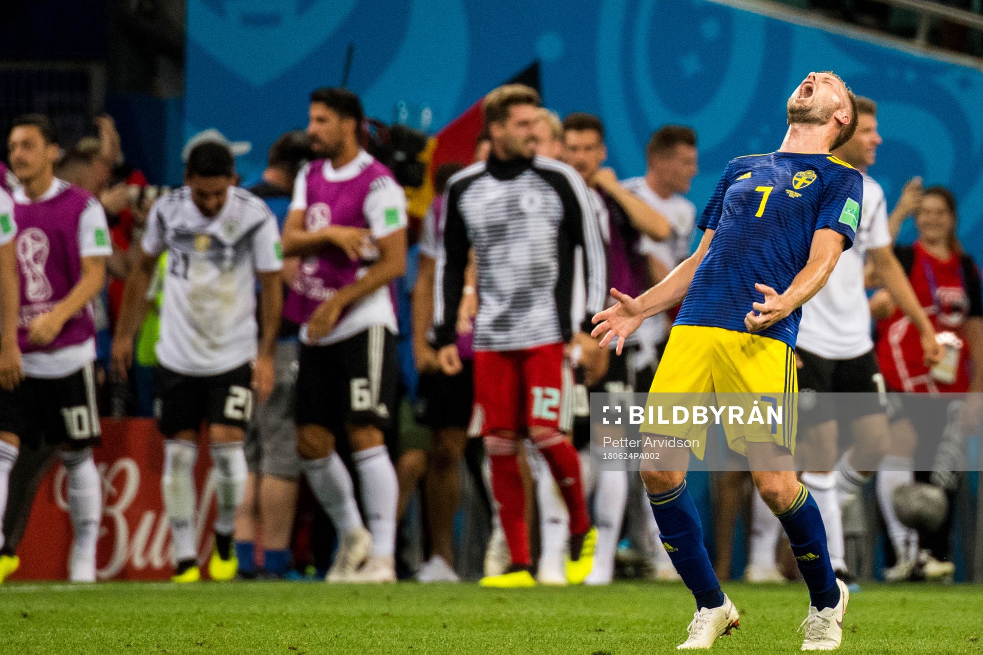Sebastian Larsson of Sweden reacts