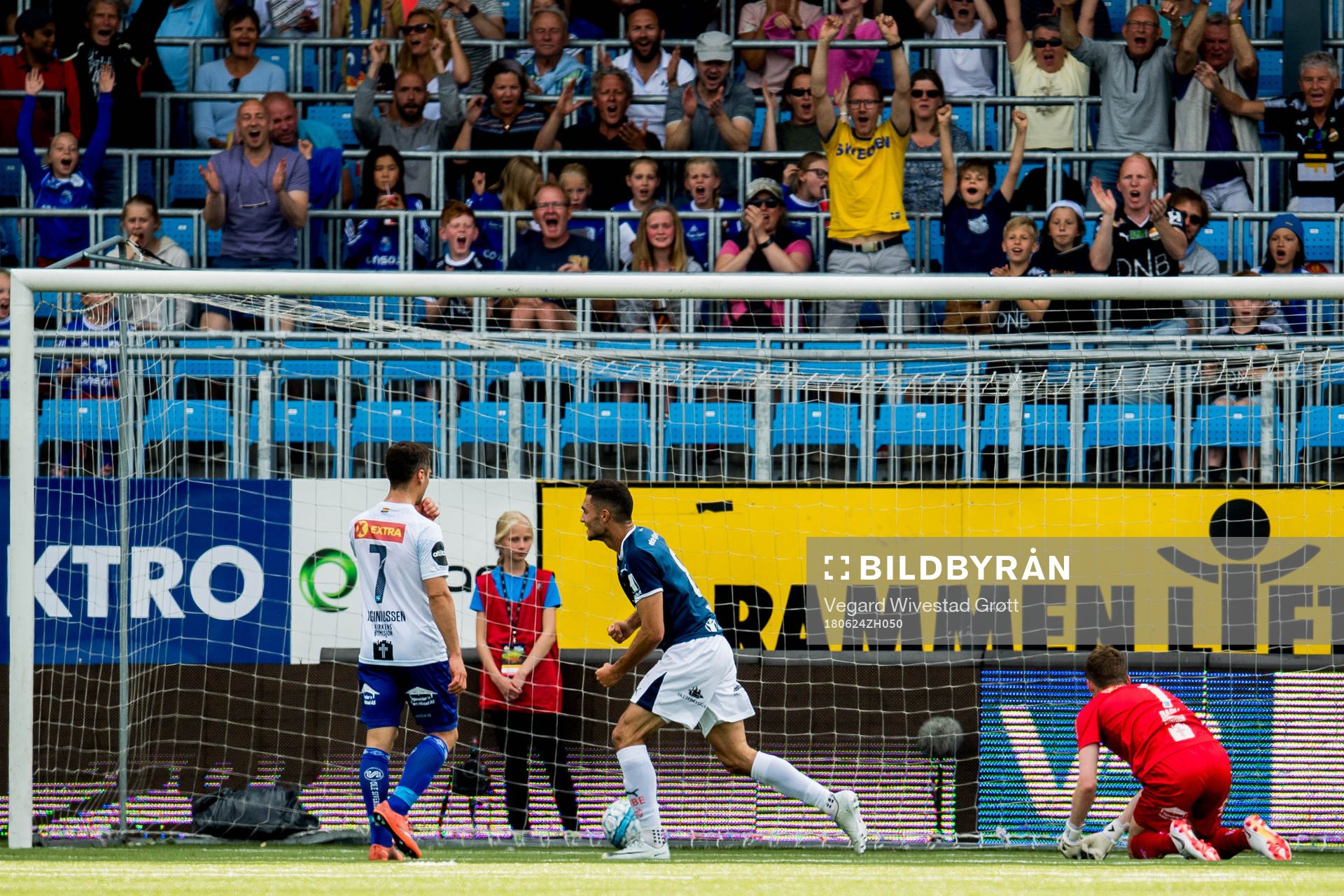 Bassel Jradi of Strømsgodset scores 2-0 behind goalkeeper