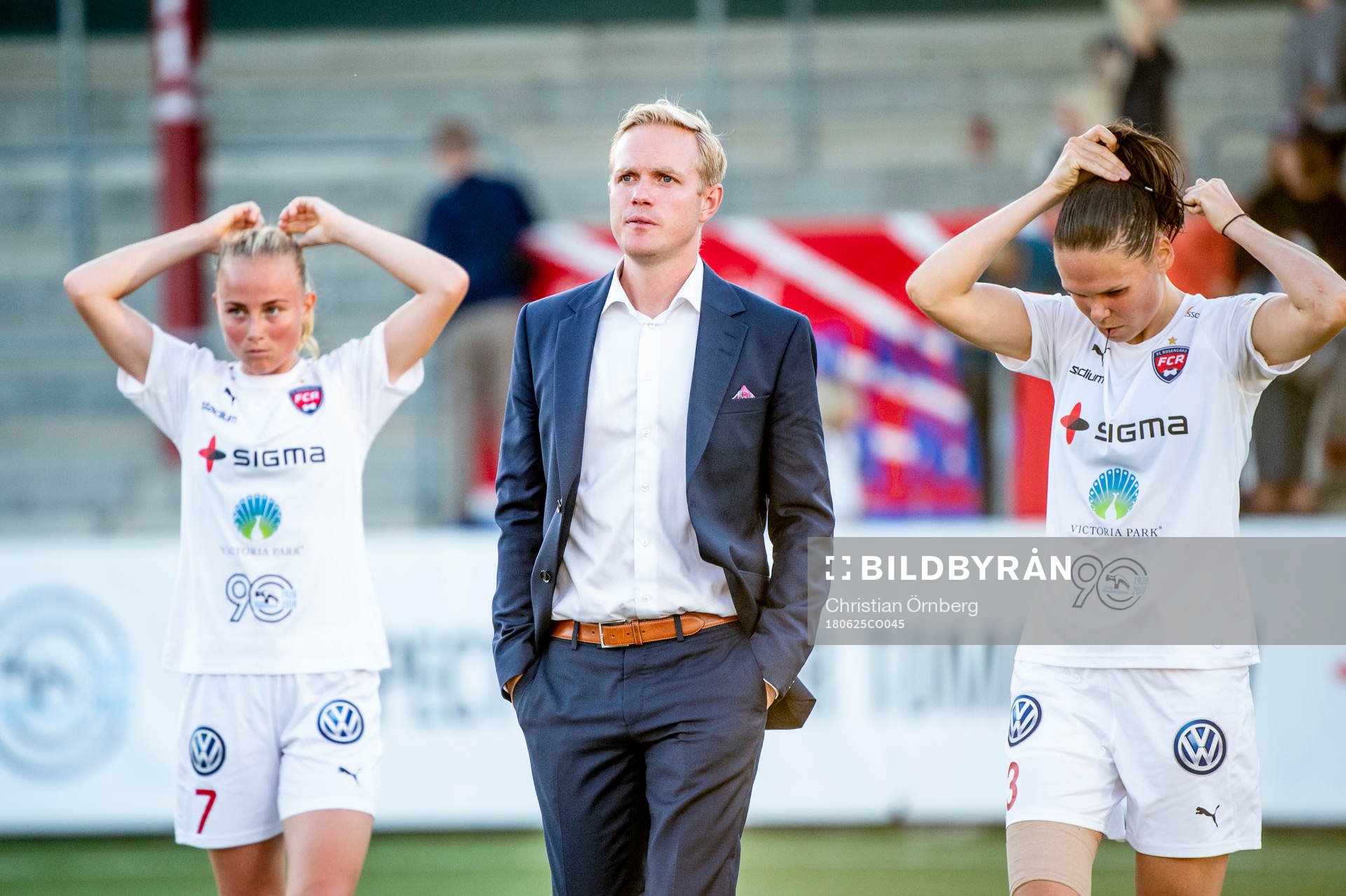 Rosengårds Ebba Wieder, tränare Jonas Eidevall och Simone
