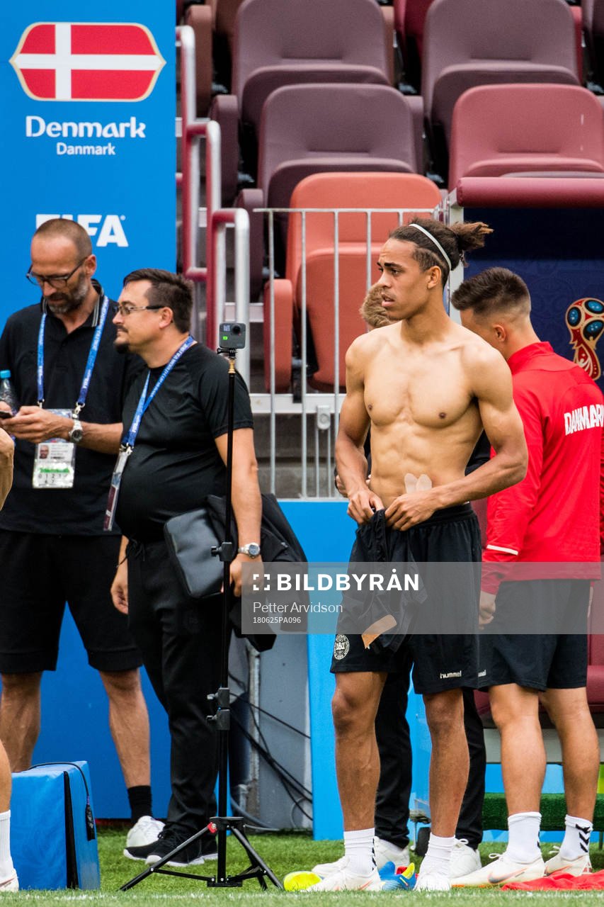 Yussuf Yurary Poulsen of Denmark prior a practice session