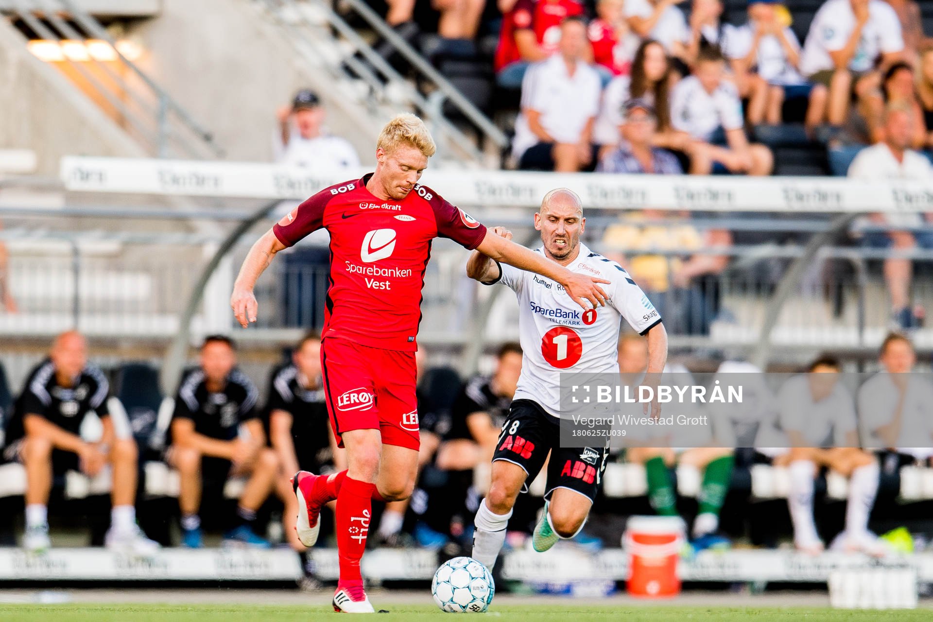 Sivert Heltne Nilsen of Brann and Jone Samuelsen of Odd