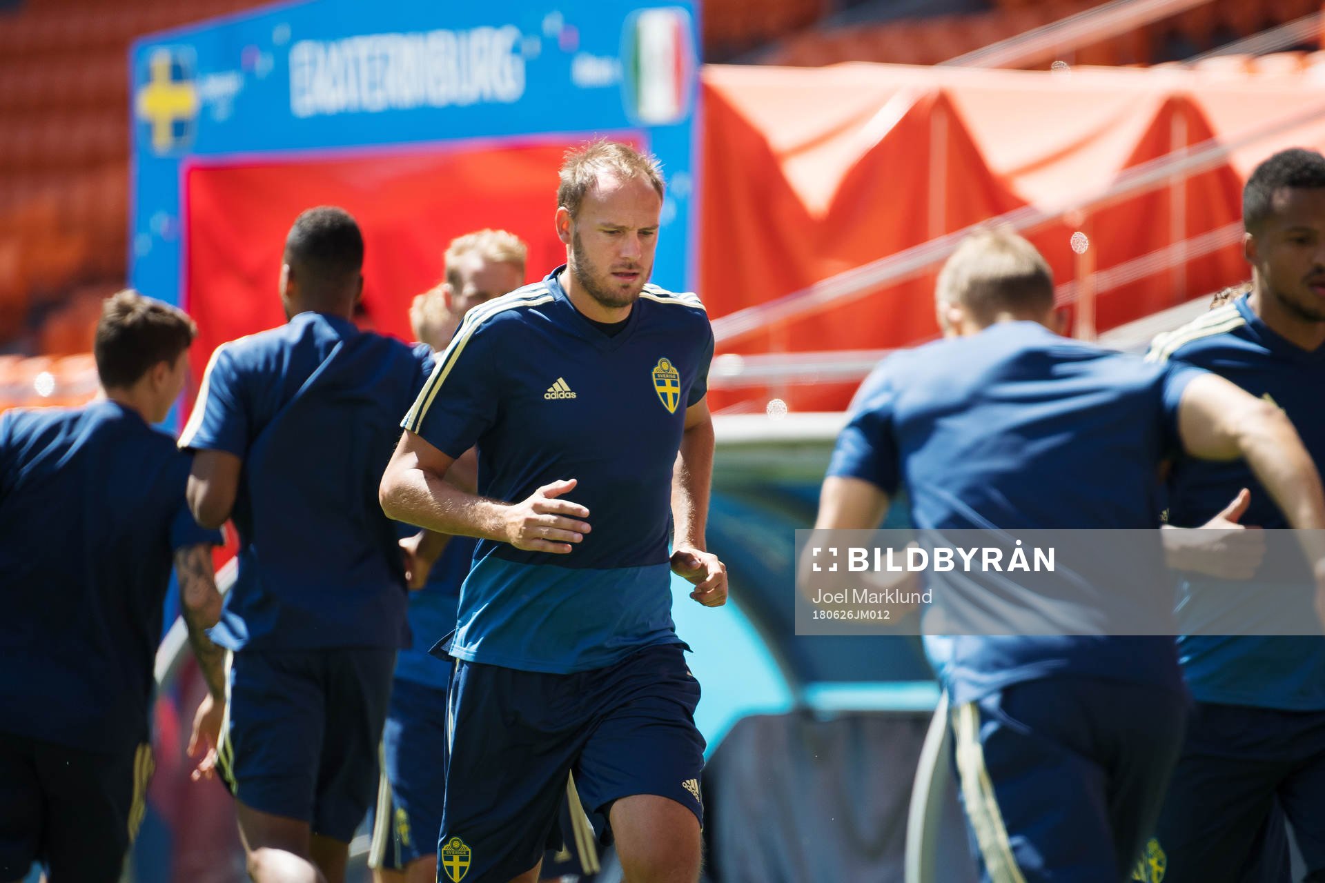Andreas Granqvist of the Swedish national football team at a practice session during the FIFA World Cup on June 26, 2018 in Ekaterinburg.