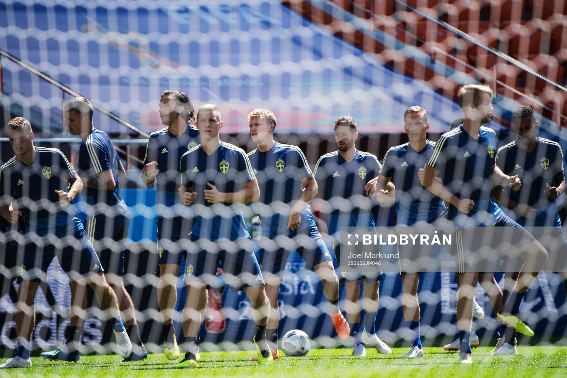 General view of the Swedish national football team at a