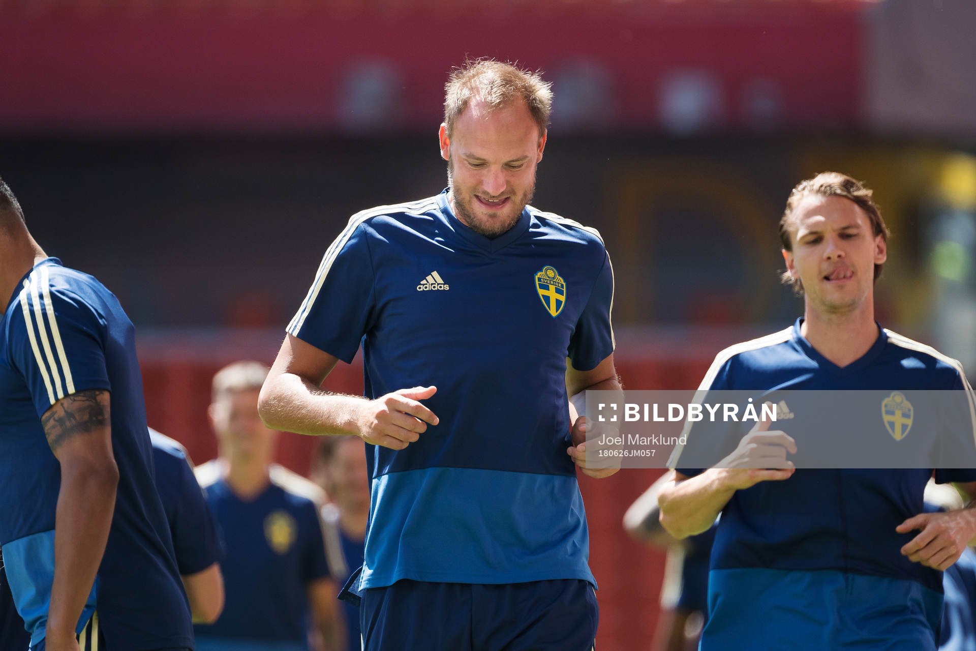 Andreas Granqvist of the Swedish national football team at a practice session during the FIFA World Cup on June 26, 2018 in Ekaterinburg.