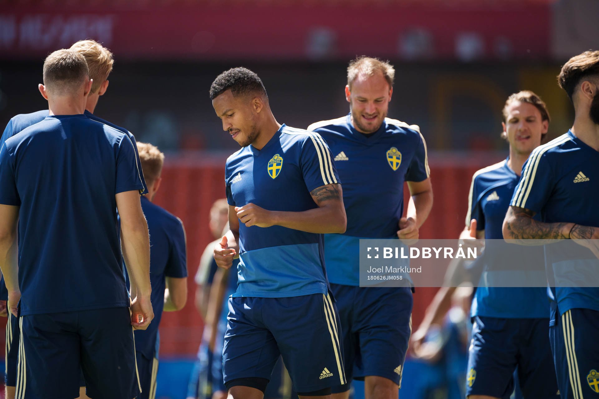 Martin Olsson of the Swedish national football team at a practice session during the FIFA World Cup on June 26, 2018 in Ekaterinburg.