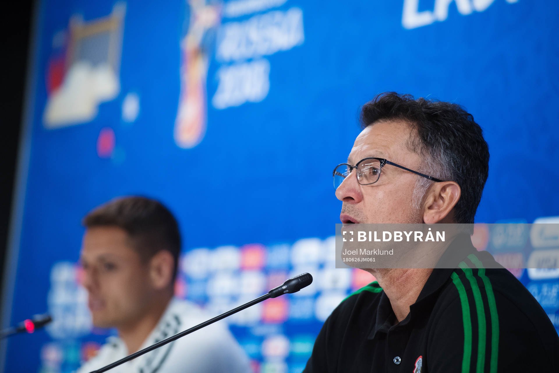 Head coach Juan Carlos Osorio of the Mexican national football team at a press conference during the FIFA World Cup on June 26, 2018 in Ekaterinburg.