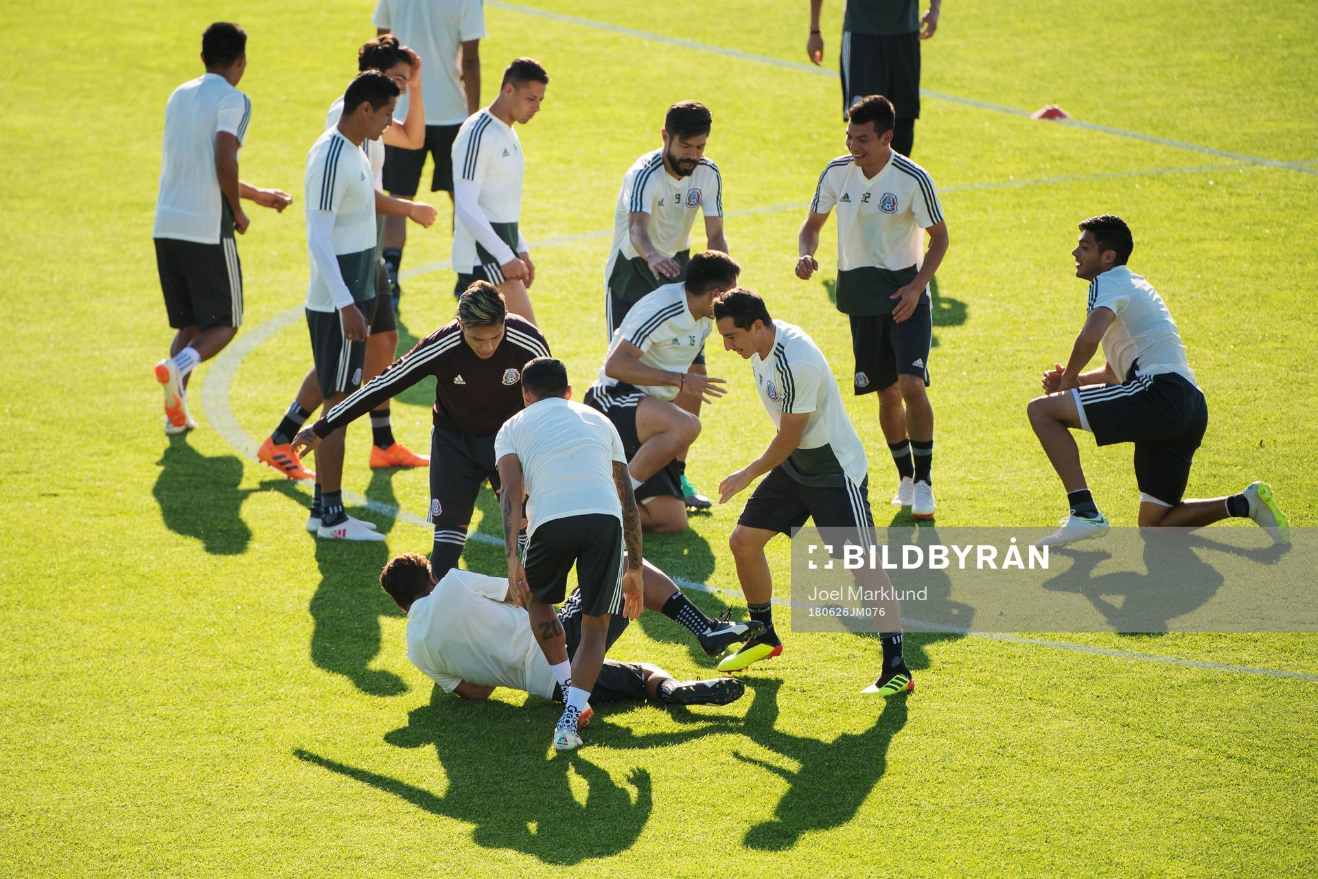 Players of the Mexican national football team fools around