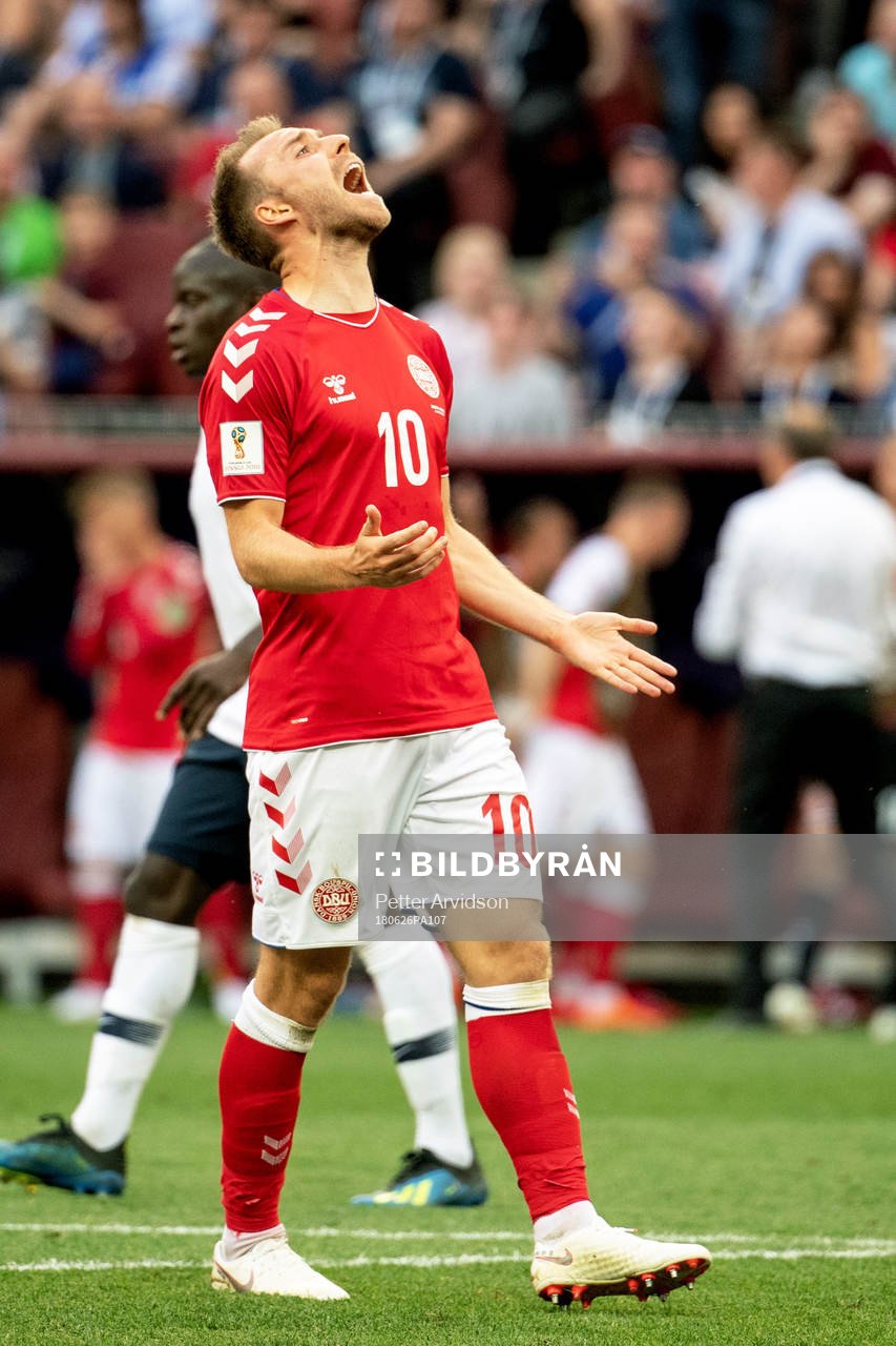 Christian Eriksen of Denmark looks dejected