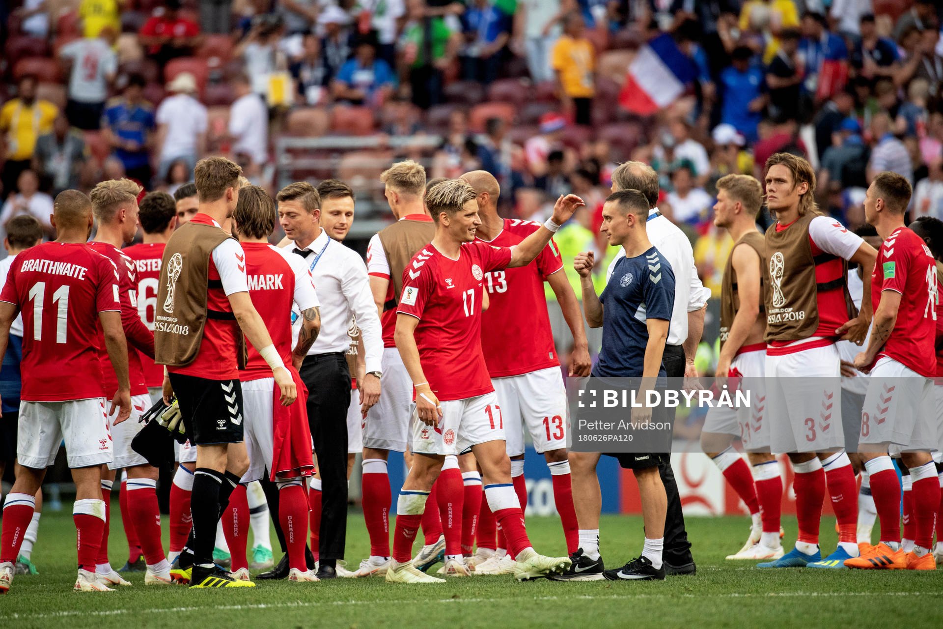 Players of Denmark celebrate