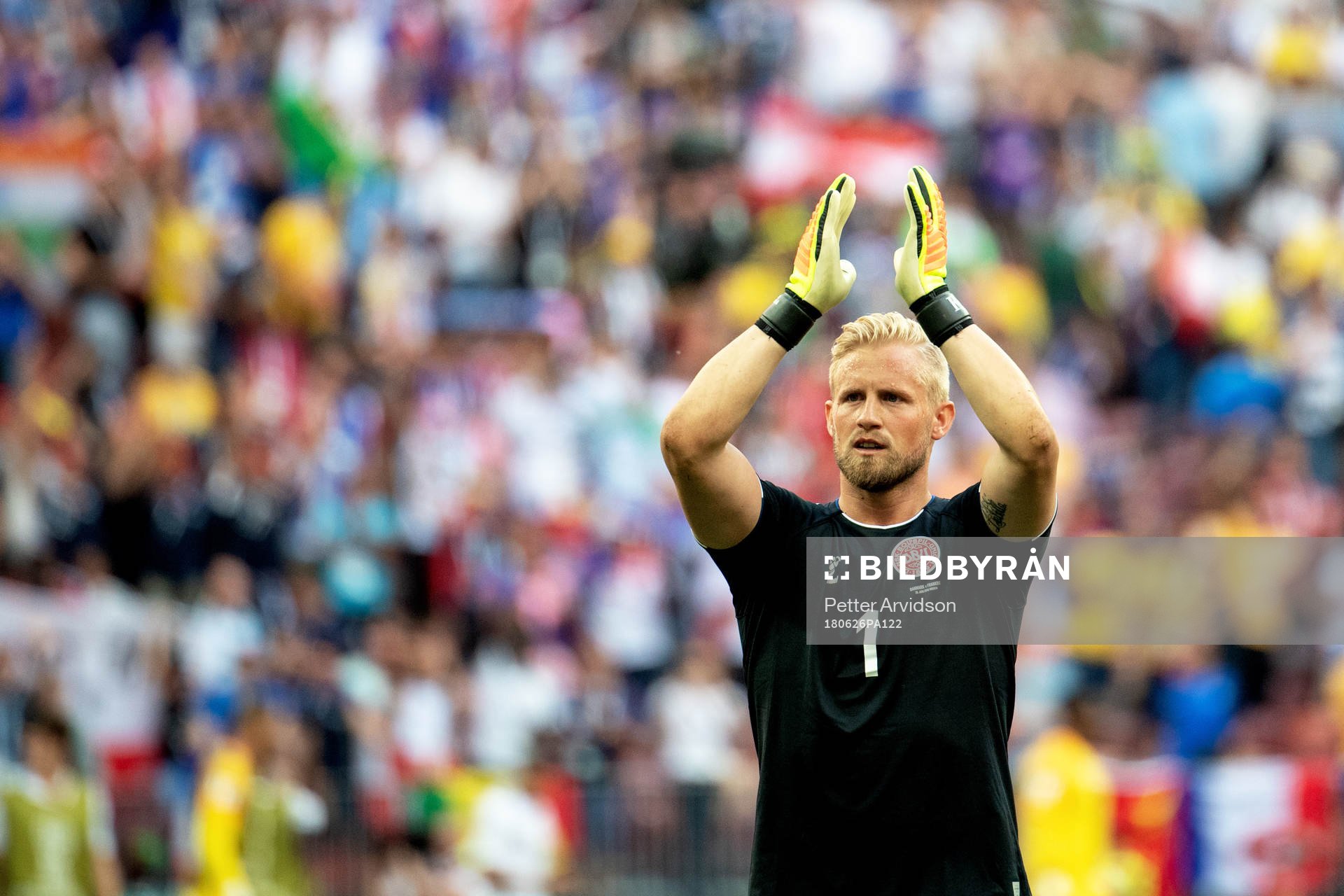 goalkeeper Kasper Schmeichel of Denmark celebrates