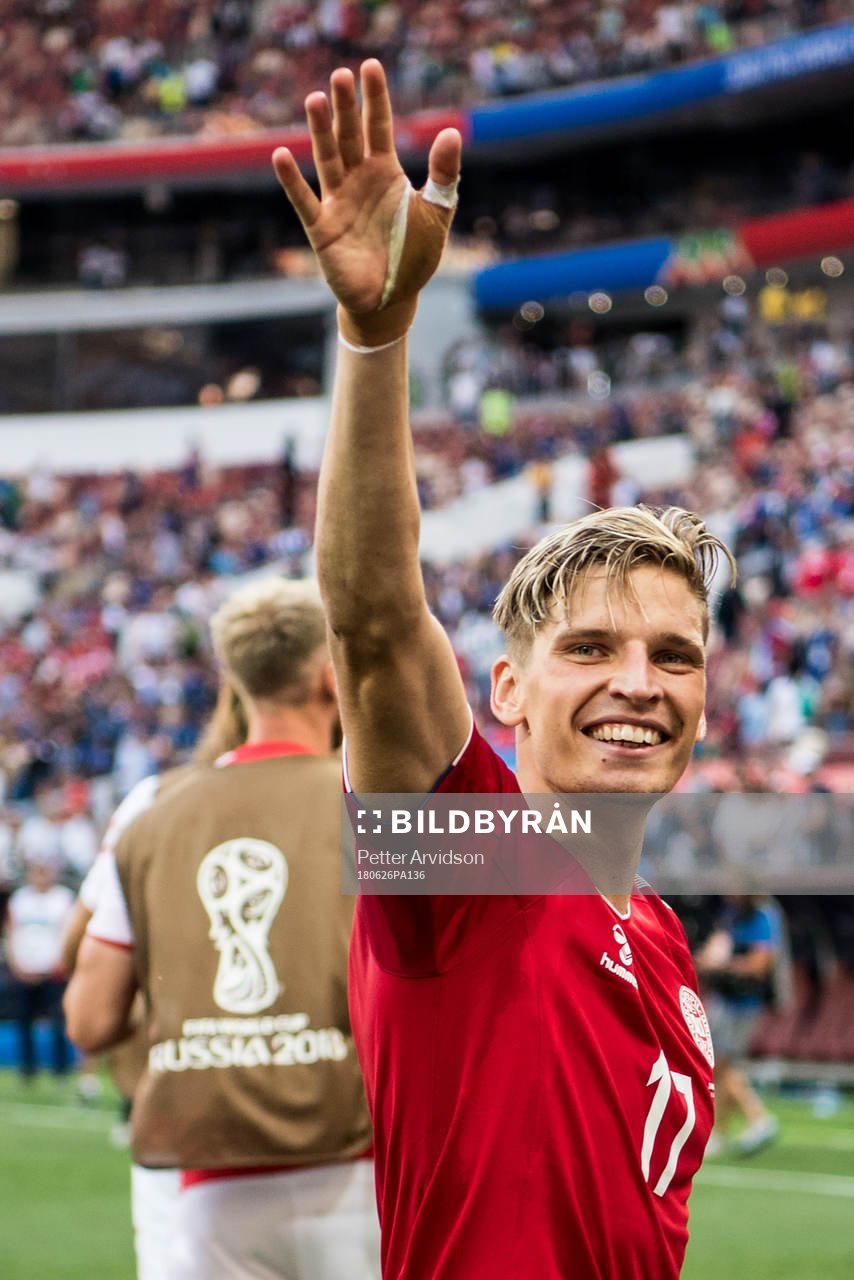 Jens Stryger Larsen of Denmark celebrates