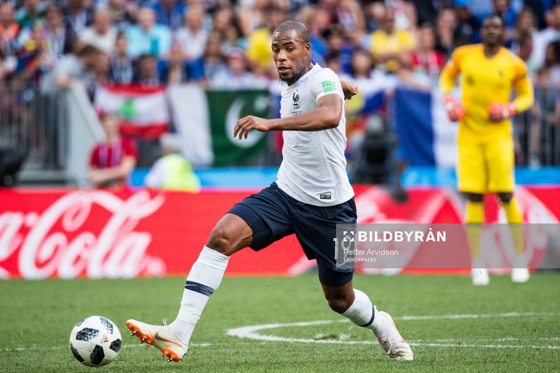 Djibril Sidibe of France during the FIFA World Cup group stage match between Denmark and France on June 26, 2018 in Moscow.