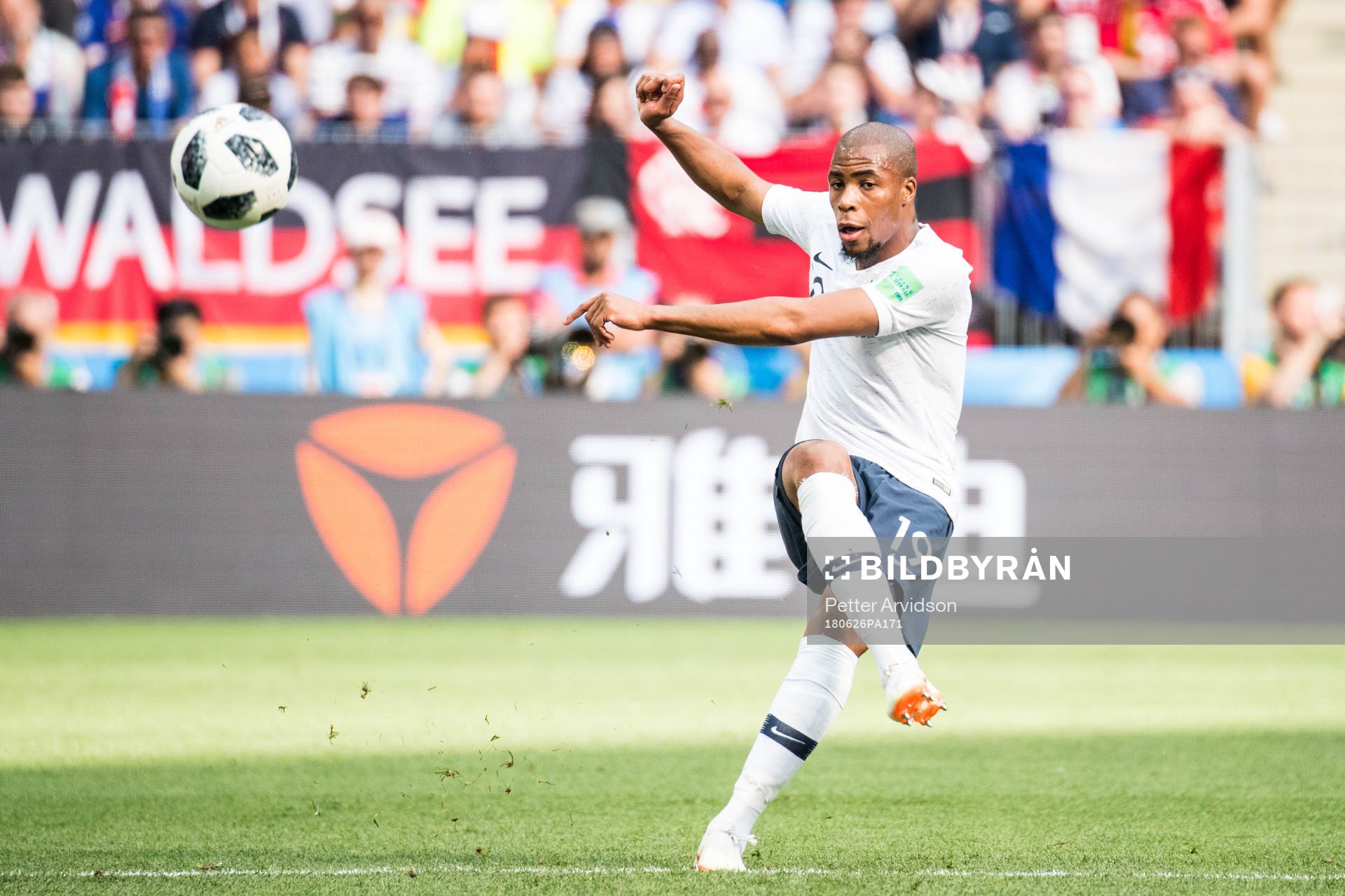 Djibril Sidibe of France during the FIFA World Cup group stage match between Denmark and France on June 26, 2018 in Moscow.