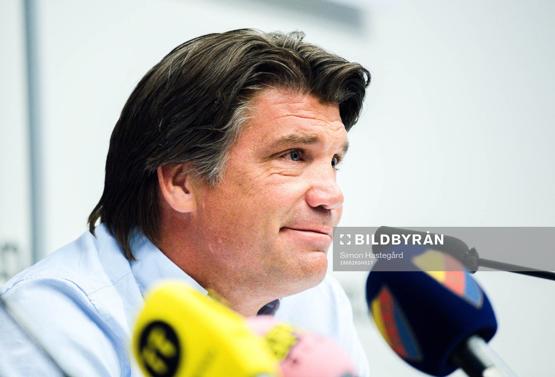  Djurgårdens sportchef Bosse Andersson under en presskonferens anordnad av Djurgården IF Fotboll den 26 juni 2018 i Stockholm.